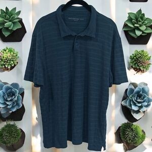 John Varvatos Textured Marine Blue Soft Knit Polo Men’s Size L